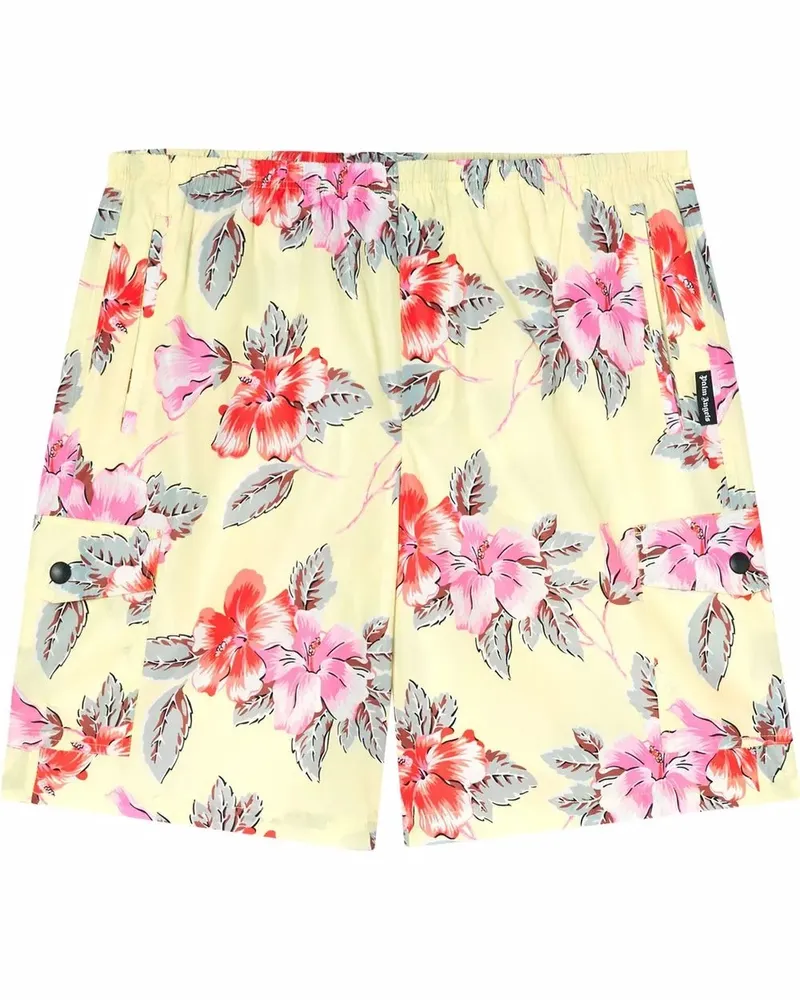 Palm Angels Badeshorts mit Hibiskus-Print - Gelb Gelb