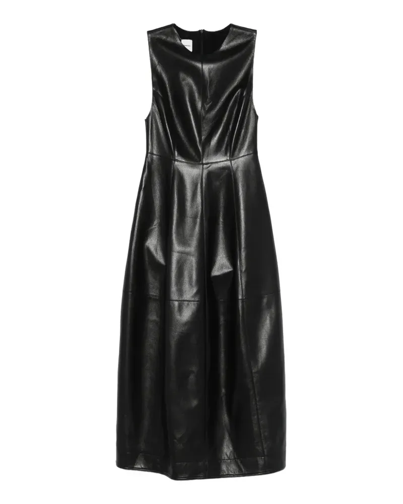 Nanushka Rundhals-Midikleid mit ausgestelltem Saum - Schwarz Schwarz