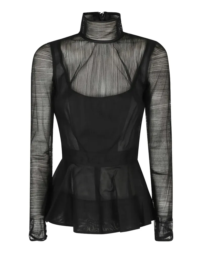 Elisabetta Franchi Semi-transparentes Oberteil mit Schößchen - Schwarz Schwarz