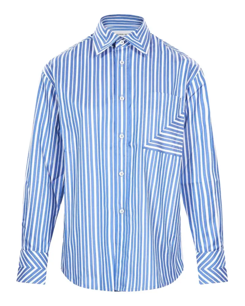 Victoria Beckham Gestreiftes Pocket Hemd aus Baumwolle - Blau Blau