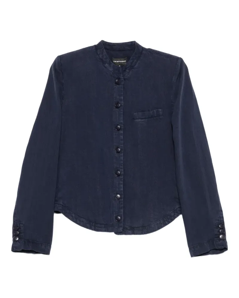 Emporio Armani buttoned band-collar jacket - Blau Blau
