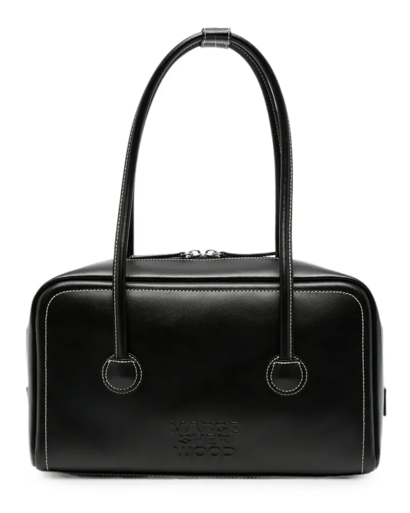 Marge Sherwood contrast-stitch embossed-logo tote bag - Schwarz Schwarz