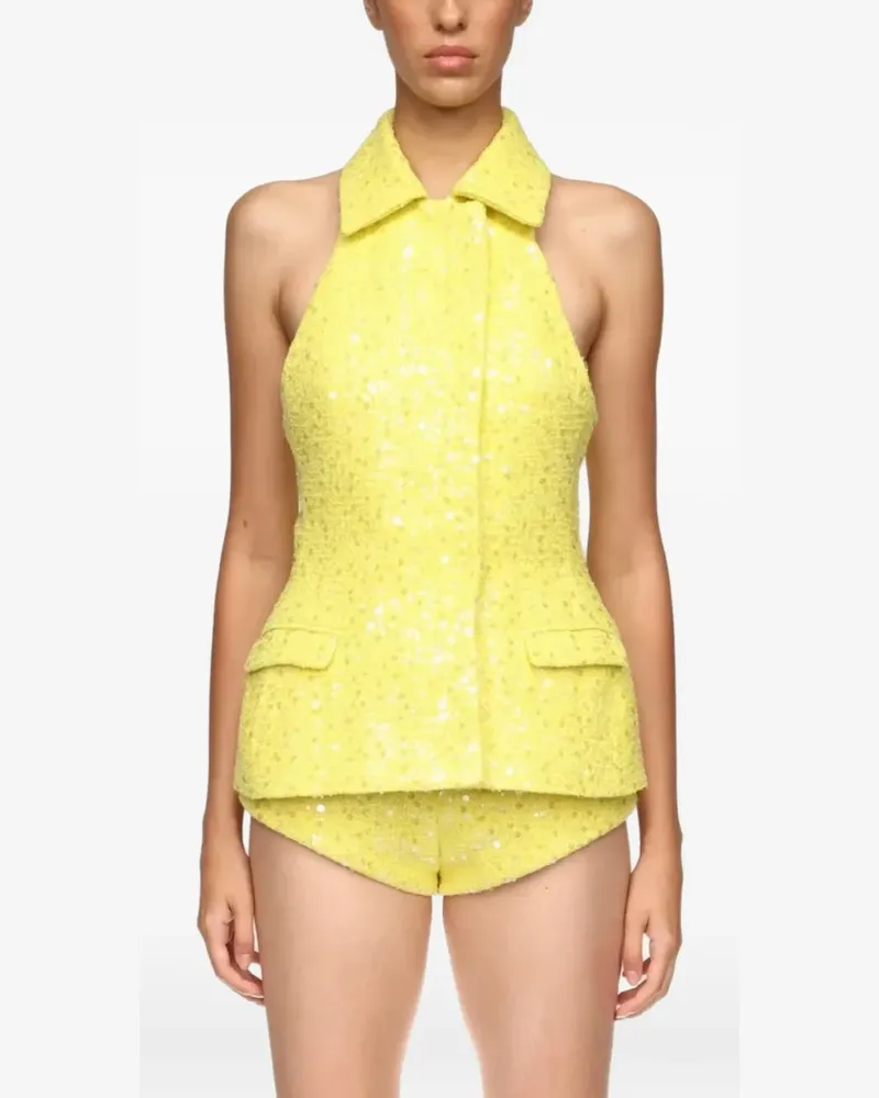 David Koma sequin-embellishment tailored vest top - Gelb Gelb
