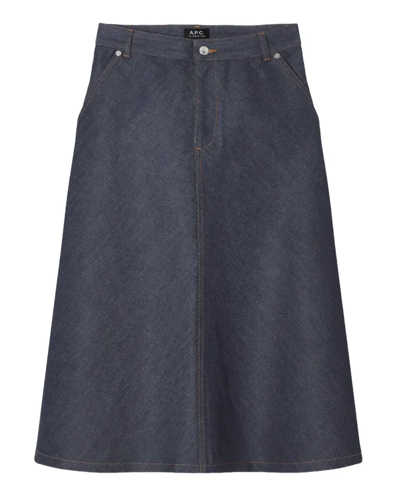 A.P.C. Ausgestellter Rock aus indigoblauem japanischem Denim Blau