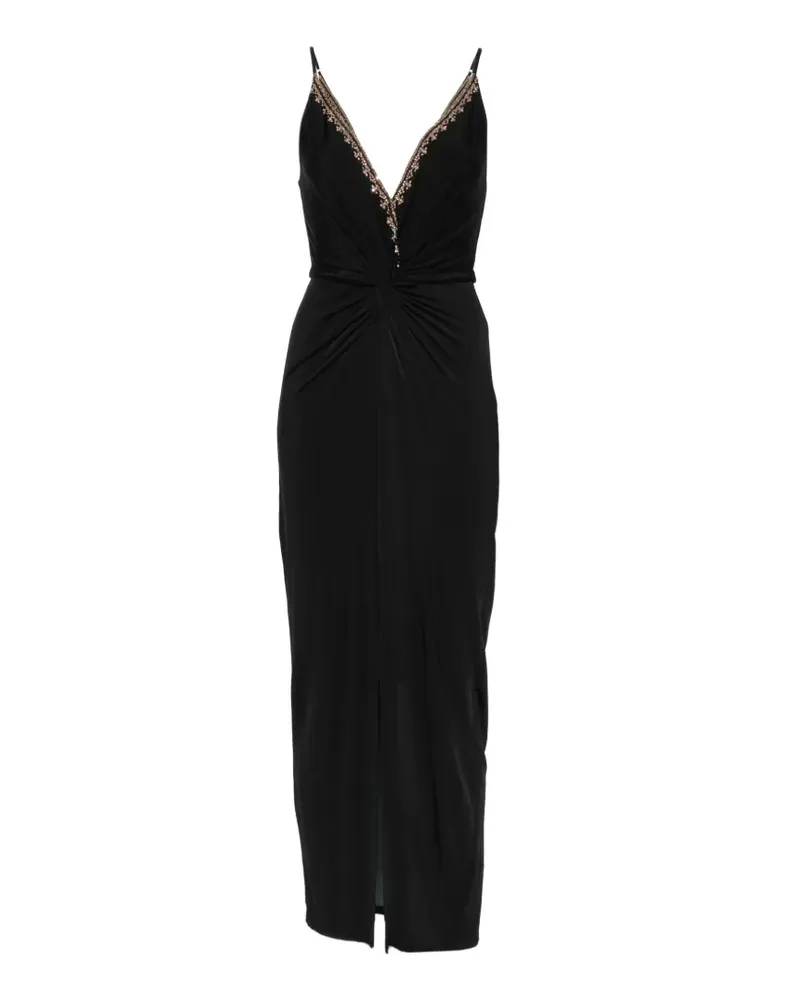Camilla Verziertes Leopard Libertine Midikleid mit Twist-Detail - Schwarz Schwarz