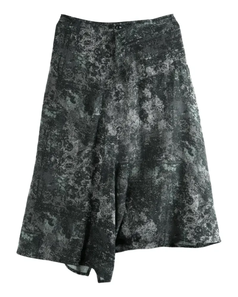 Yohji Yamamoto abstract-print asymmetric-hem trousers - Grau Grau