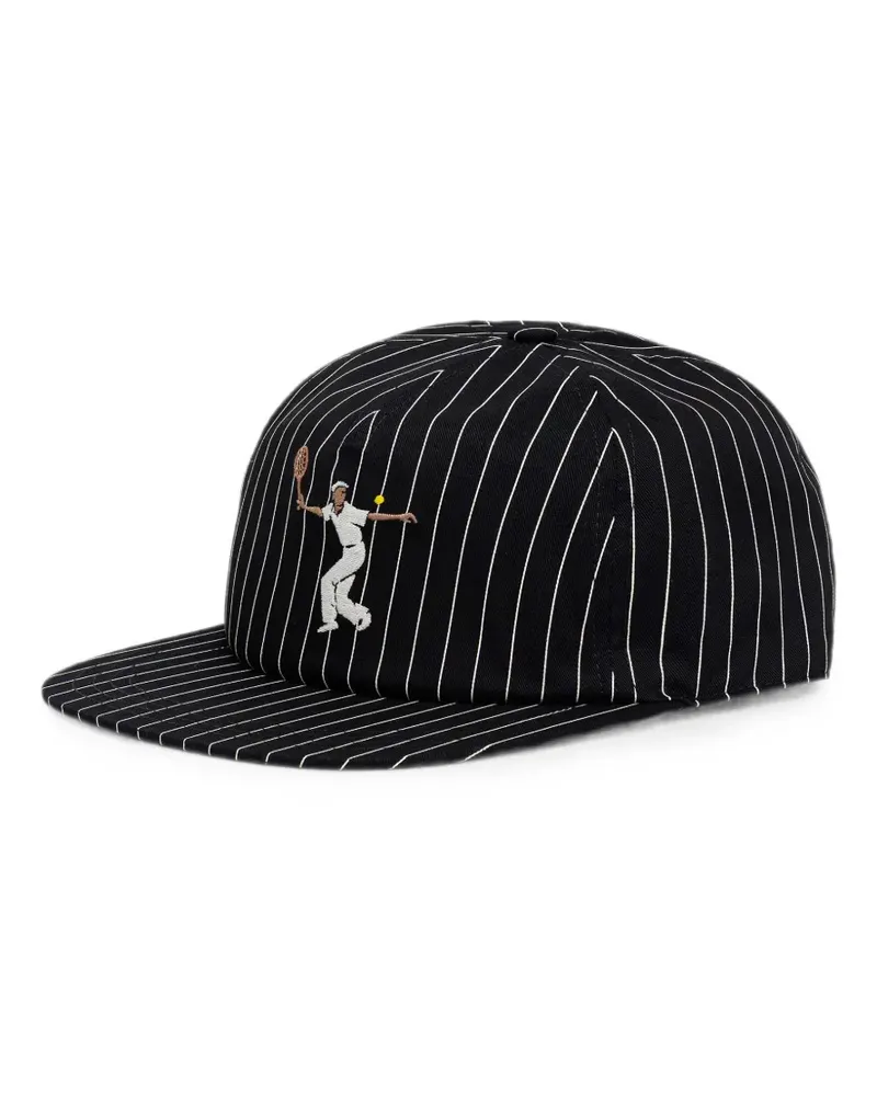 Lacoste pinstripe-pattern embroidered-motif cap - Schwarz Schwarz