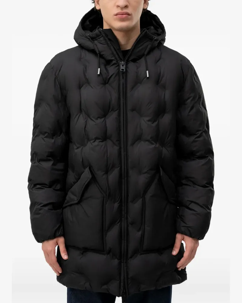 HUGO BOSS hooded puffer coat with patch pockets - Schwarz Schwarz