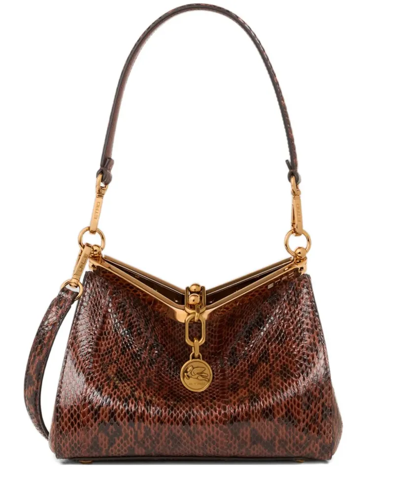 Etro small Vela elaphe-leather shoulder bag - Braun Braun