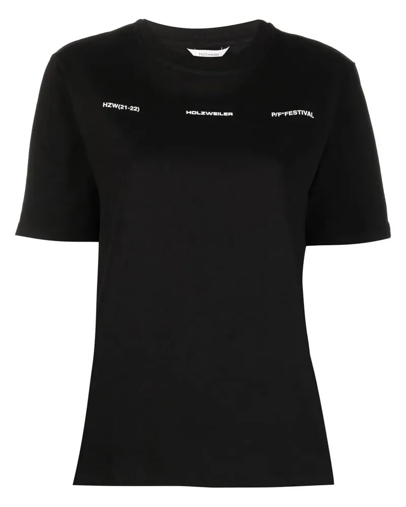 Holzweiler T-Shirt mit grafischem Print - Schwarz Schwarz