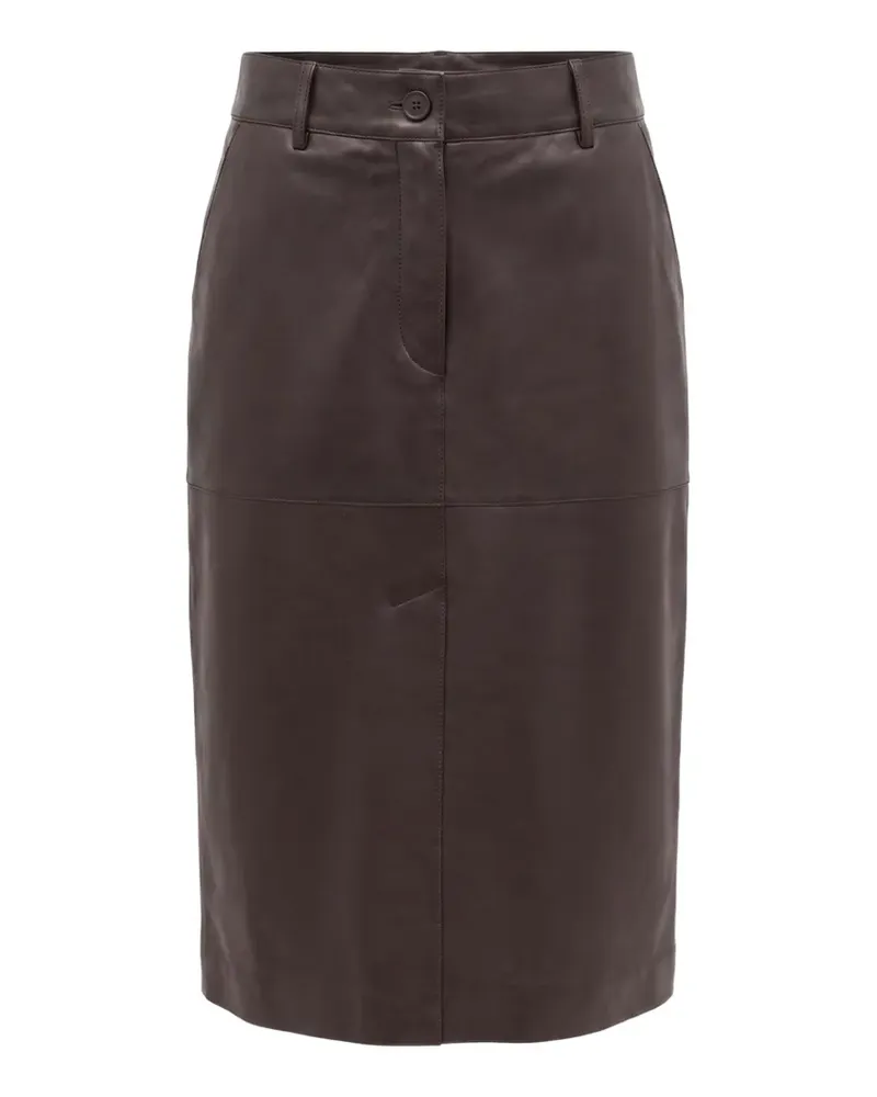 P.A.R.O.S.H. P.A.R.O H. panelled calf leather midi skirt - Braun Braun