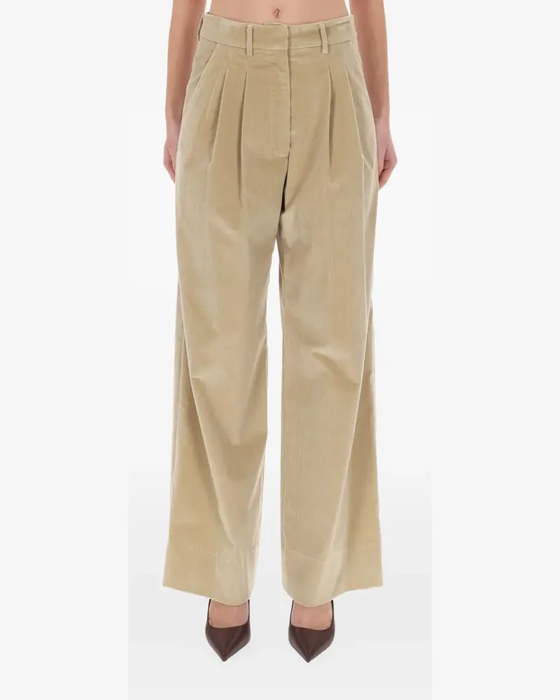 PT TORINO pleated corduroy straight trousers - Nude Nude