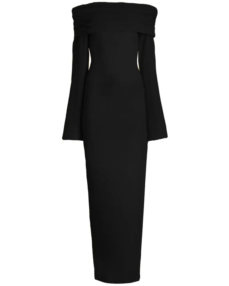 SER.O.YA Geripptes Galleria Maxikleid - Schwarz Schwarz