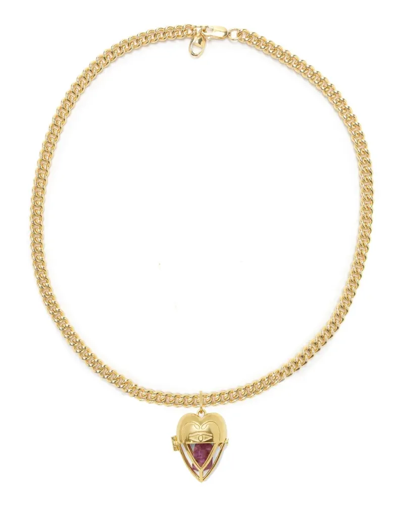 CAPSULE ELEVEN Halskette mit Herzanhänger mit Rubin - Gold Gold
