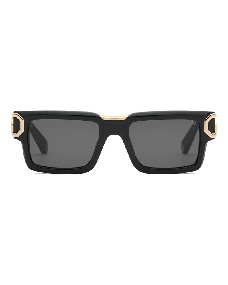 Philipp Plein Sonnenbrille mit eckigem Gestell - Schwarz Schwarz