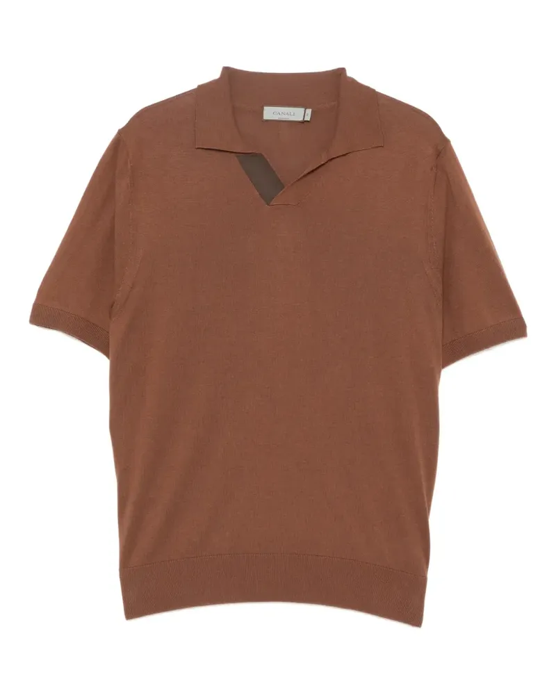 Canali Kurzärmeliges Poloshirt - Braun Braun