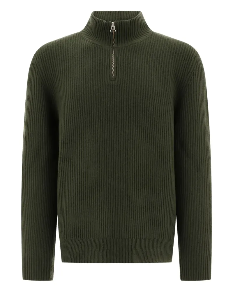 A.P.C. Gerippter Pullover mit Reißverschluss - Grün Grün