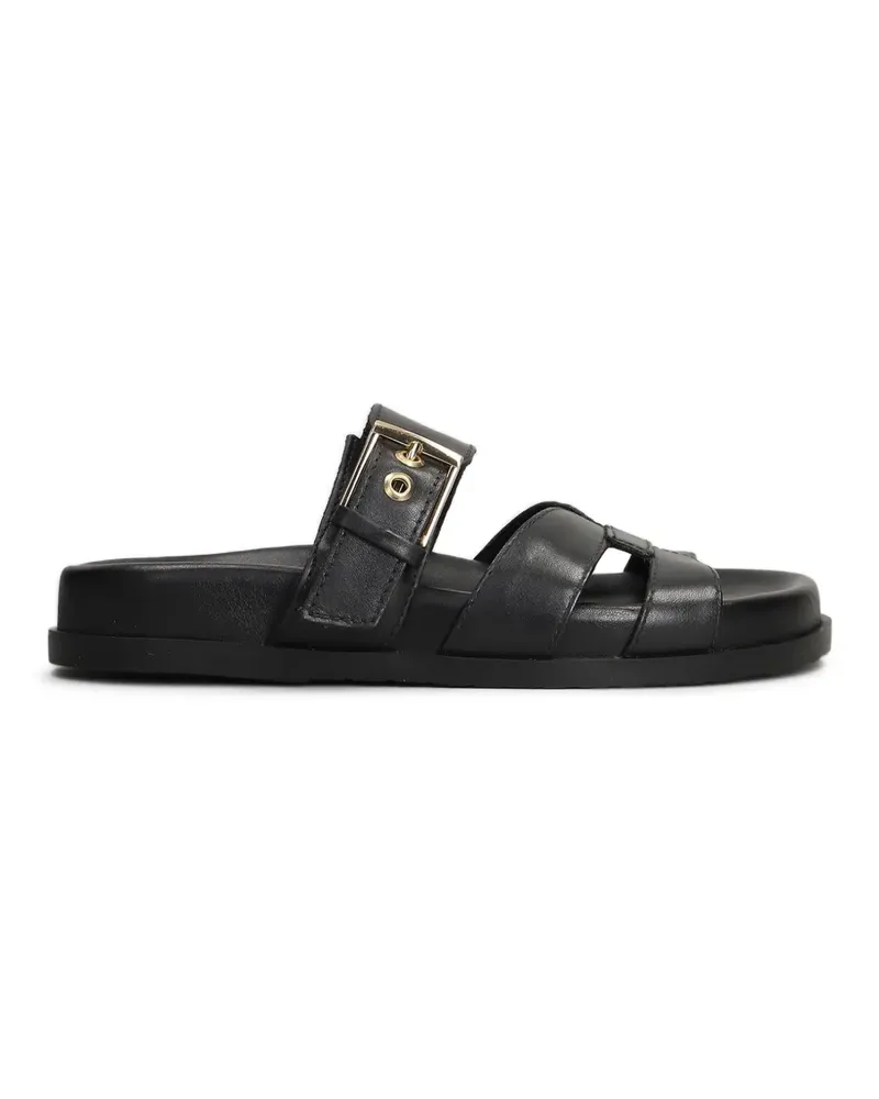 AREZZO buckle-fastening leather flat sandals - Schwarz Schwarz
