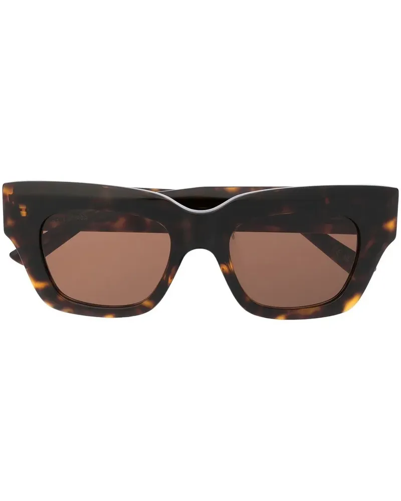Balenciaga Eckige Sonnenbrille mit Logo-Schild - Braun Braun