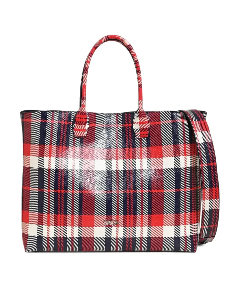 Essentiel Konstantin Tote Bag mit Check - Rot Rot