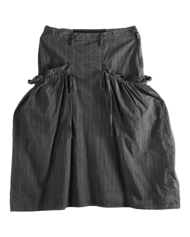 Yohji Yamamoto pinstripe-pattern drawstring midi skirt - Grau Grau