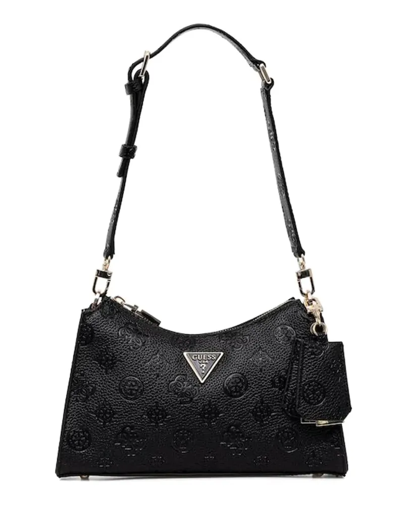 Guess debossed-logo shoulder bag - Schwarz Schwarz