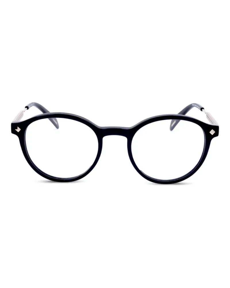 Police Runde Brille mit Logo-Gravur - Schwarz Schwarz