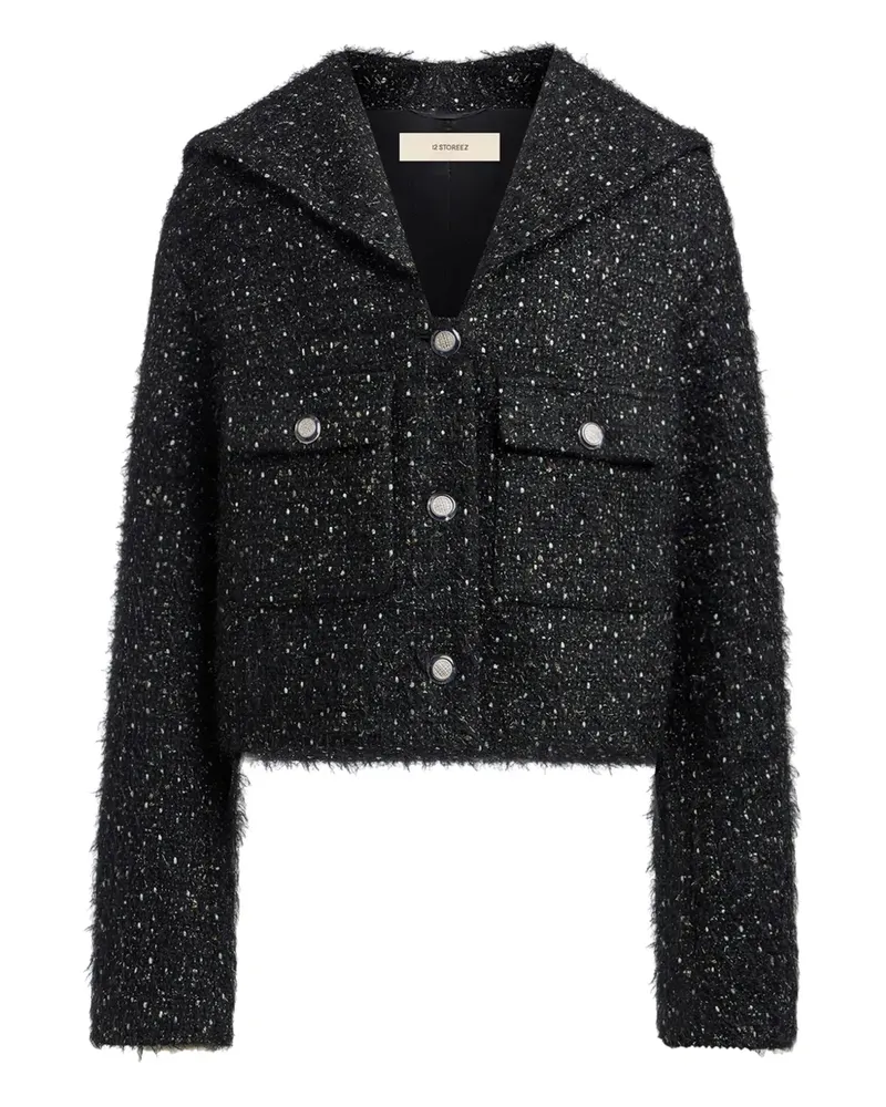 12 STOREEZ Tweed-Sakko - Schwarz Schwarz