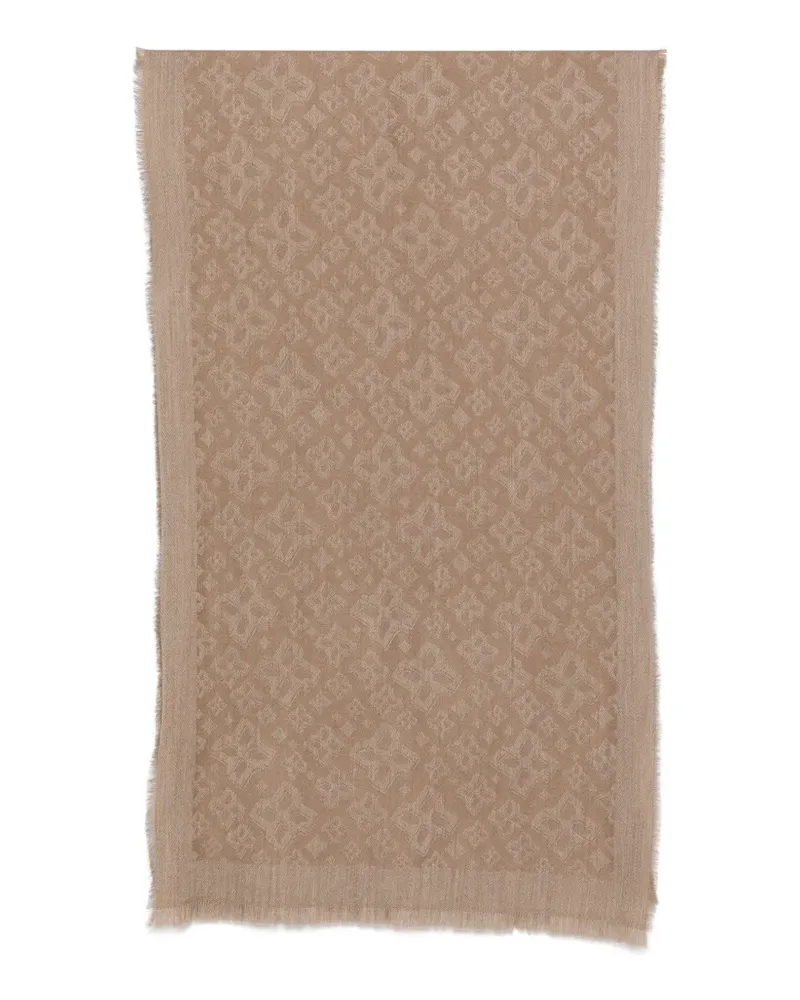 Tagliatore jacquard-pattern frayed scarf - Braun Braun