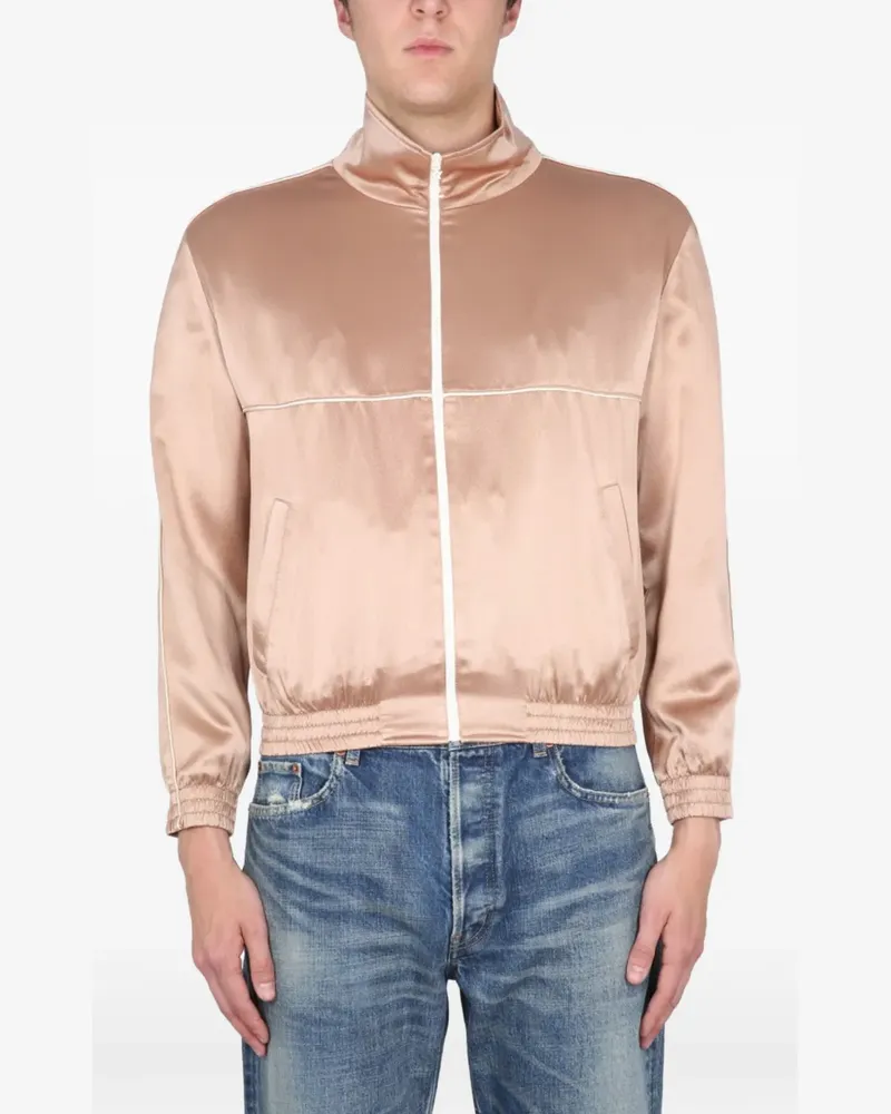 Saint Laurent Teddy Jacke mit Reißverschluss - Nude Nude