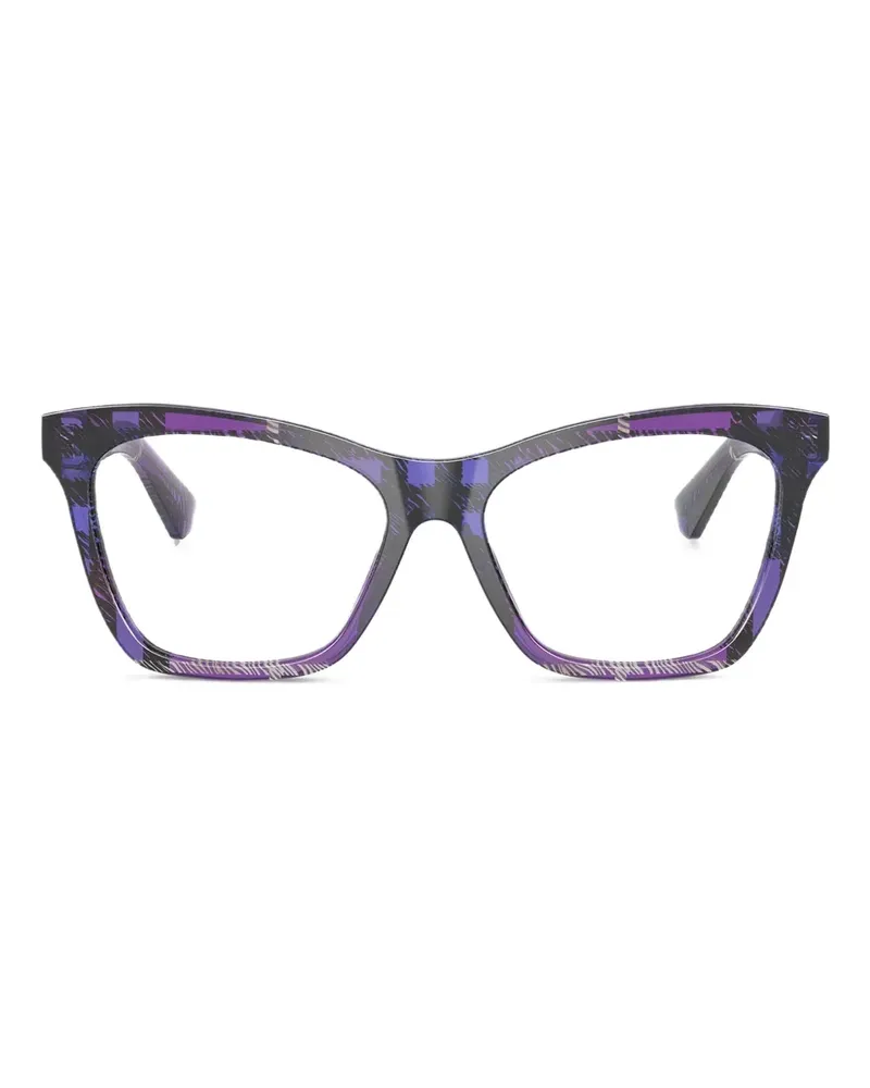 Burberry Eckige Brille mit Karomuster - Violett Violett