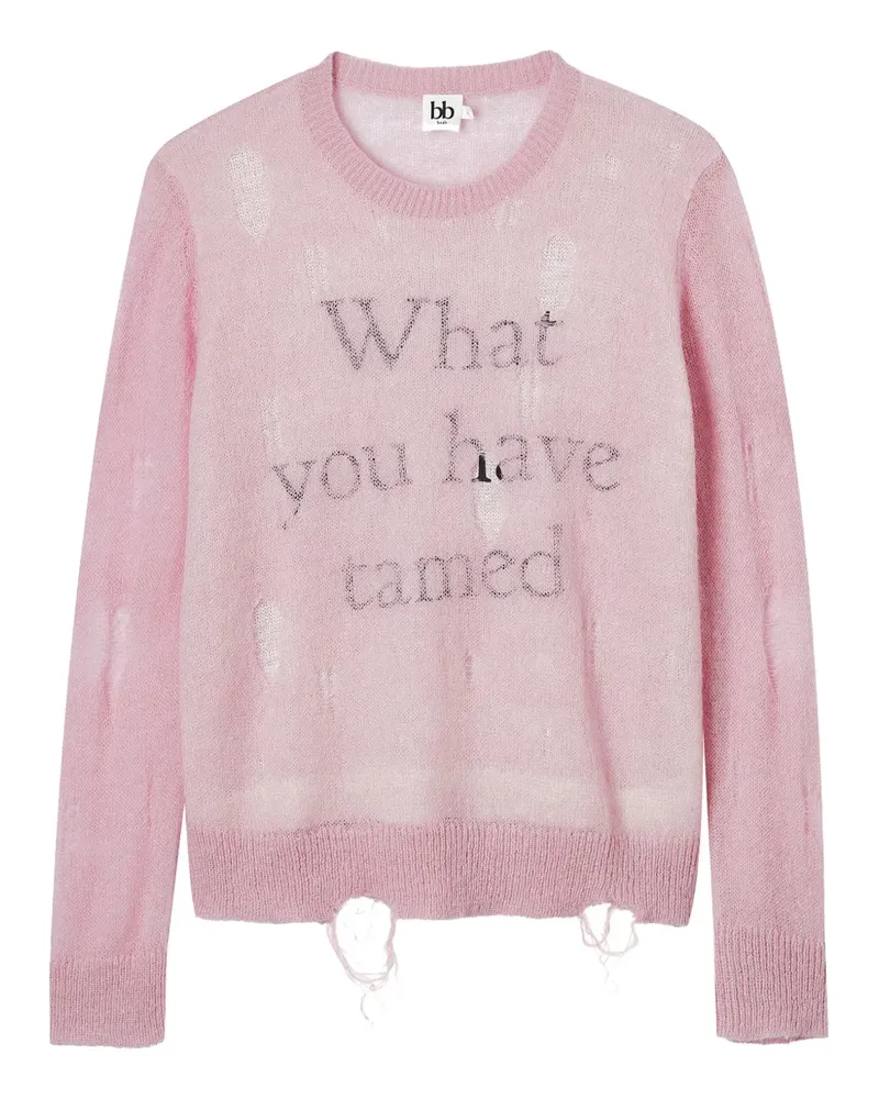 b+ab Rundhals-Pullover mit Distressed-Detail - Rosa Rosa