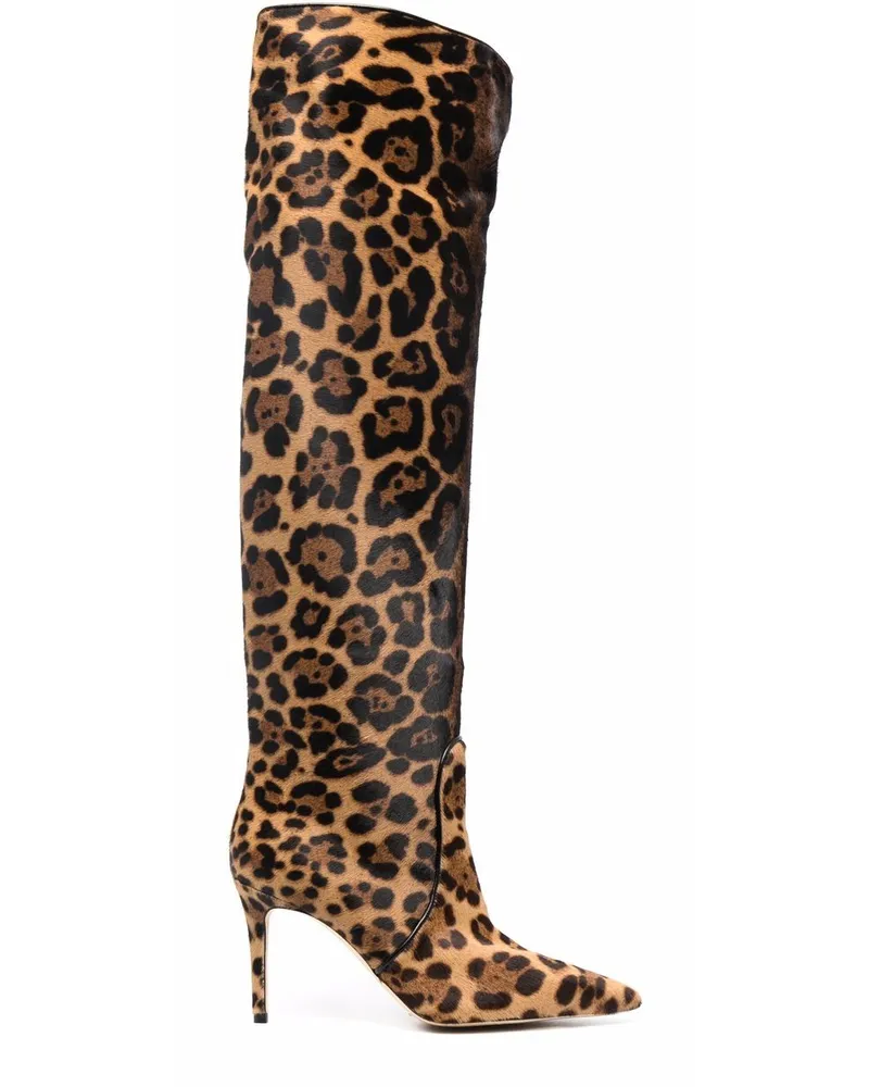 Scarosso x Brian Atwood Carra Stiefel mit Leoparden-Print - Braun Braun