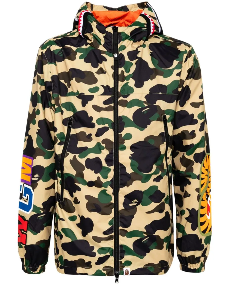 BAPE 1st Shark Kapuzenjacke mit Camouflage-Print - Grün Grün
