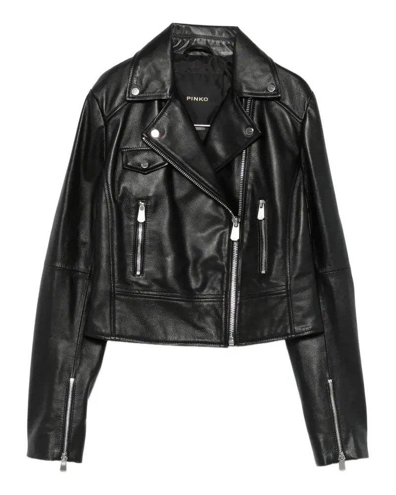 Pinko zip leather jacket - Schwarz Schwarz