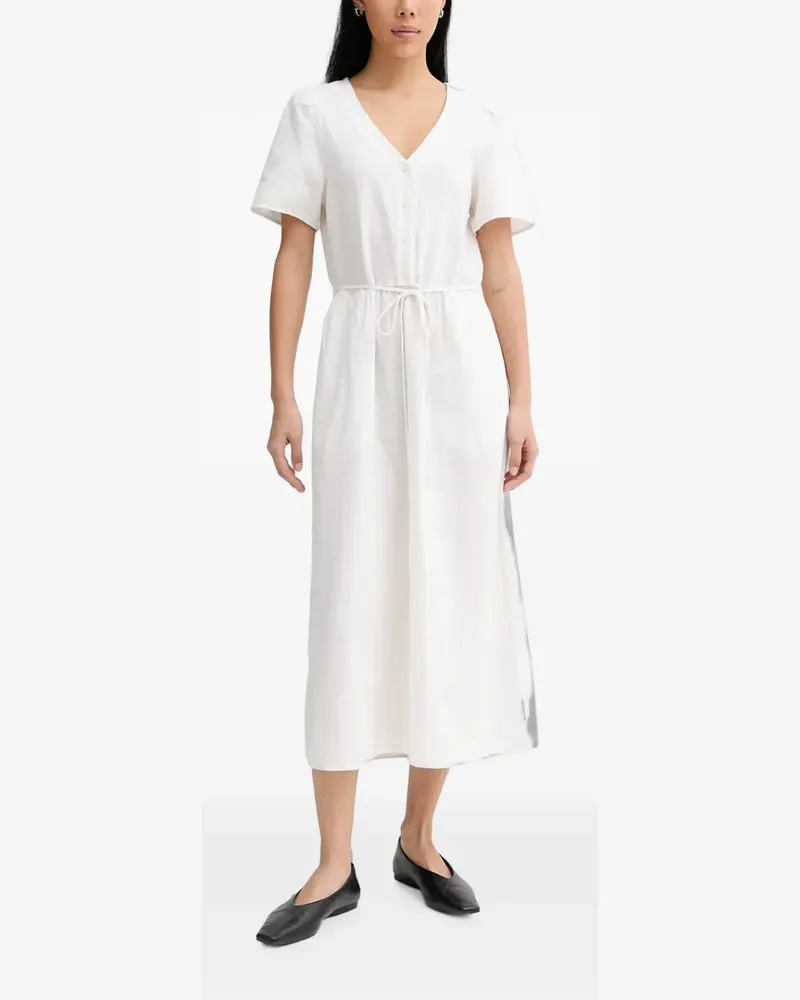 Marc O'Polo button-up drawstring flared midi dress - Weiß Weiß