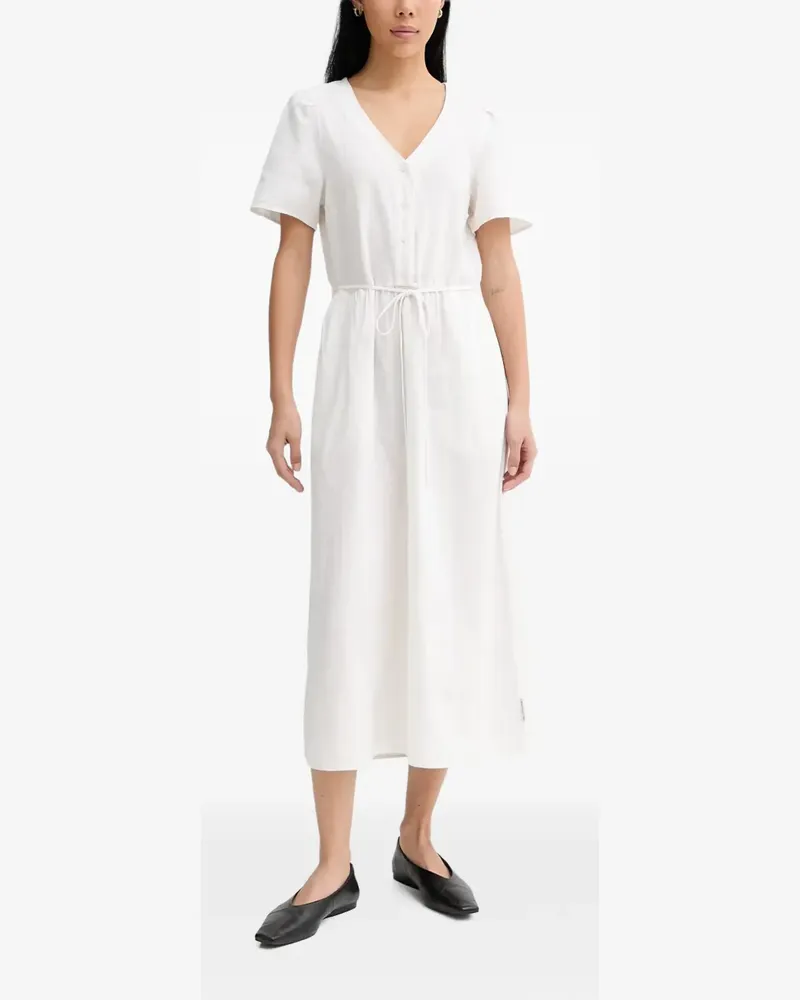 Marc O'Polo button-up drawstring flared midi dress - Weiß Weiß