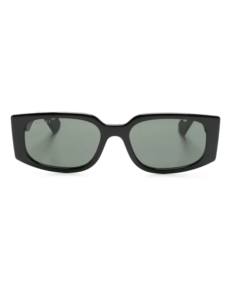 Gucci Eckige Sonnenbrille mit GG - Schwarz Schwarz