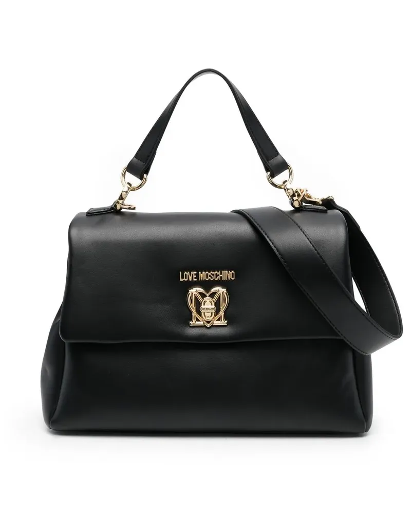 Moschino Shopper mit Logo-Schild - Schwarz Schwarz