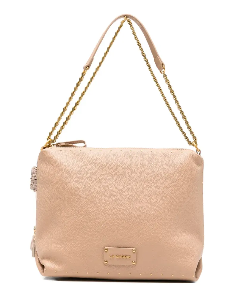 LA CARRIE studs-embellished shoulder bag - Nude Nude