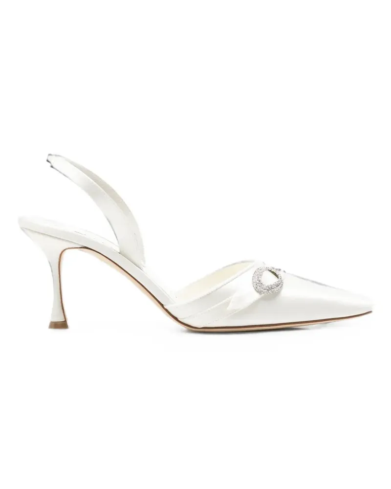 Manolo Blahnik crystal-embellished slingback pumps - Weiß Weiß