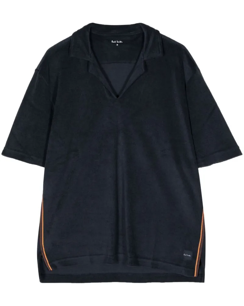 Paul Smith Frottee-T-Shirt mit Streifendetail Blau