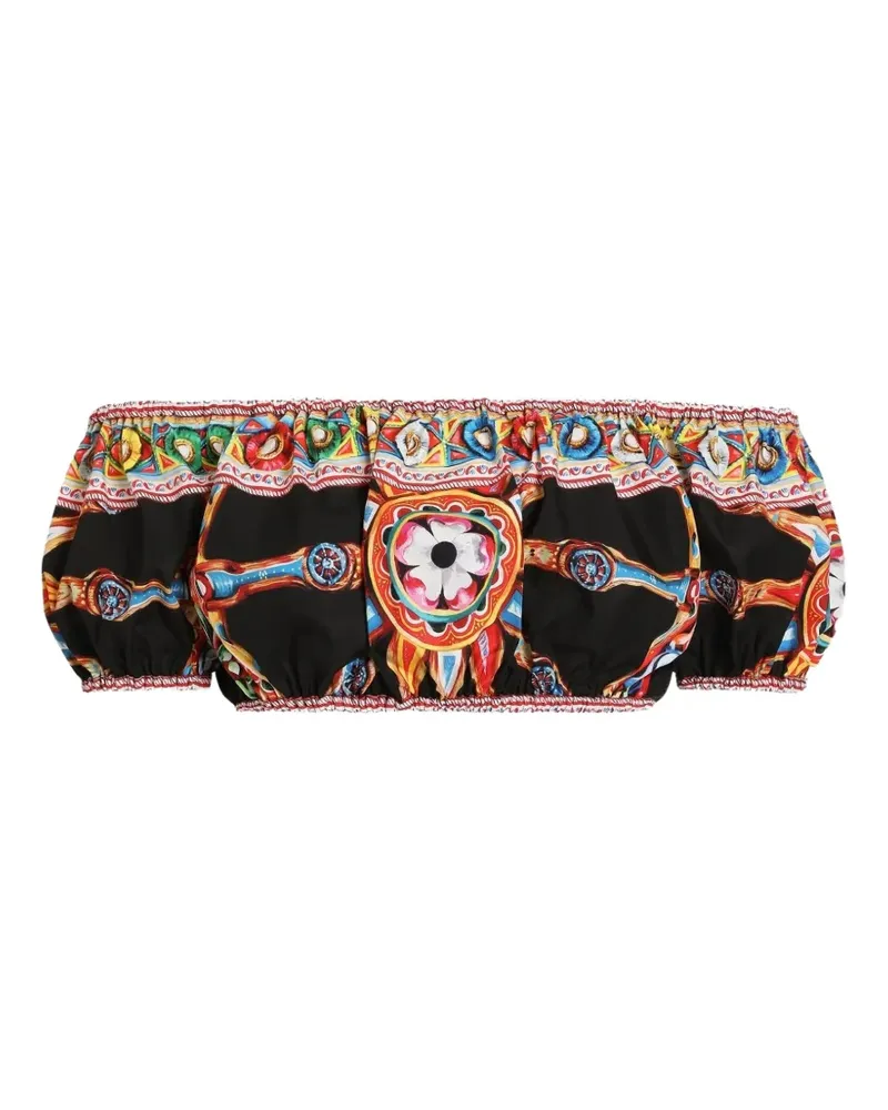 Dolce & Gabbana Popeline-Oberteil mit Carretto-Print - Schwarz Schwarz