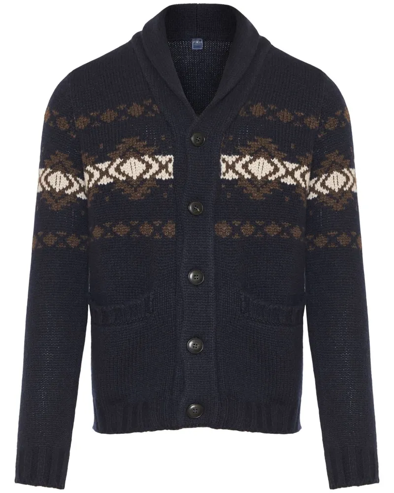 Fedeli Cardigan mit Fair-Isle-Intarsie - Blau Blau