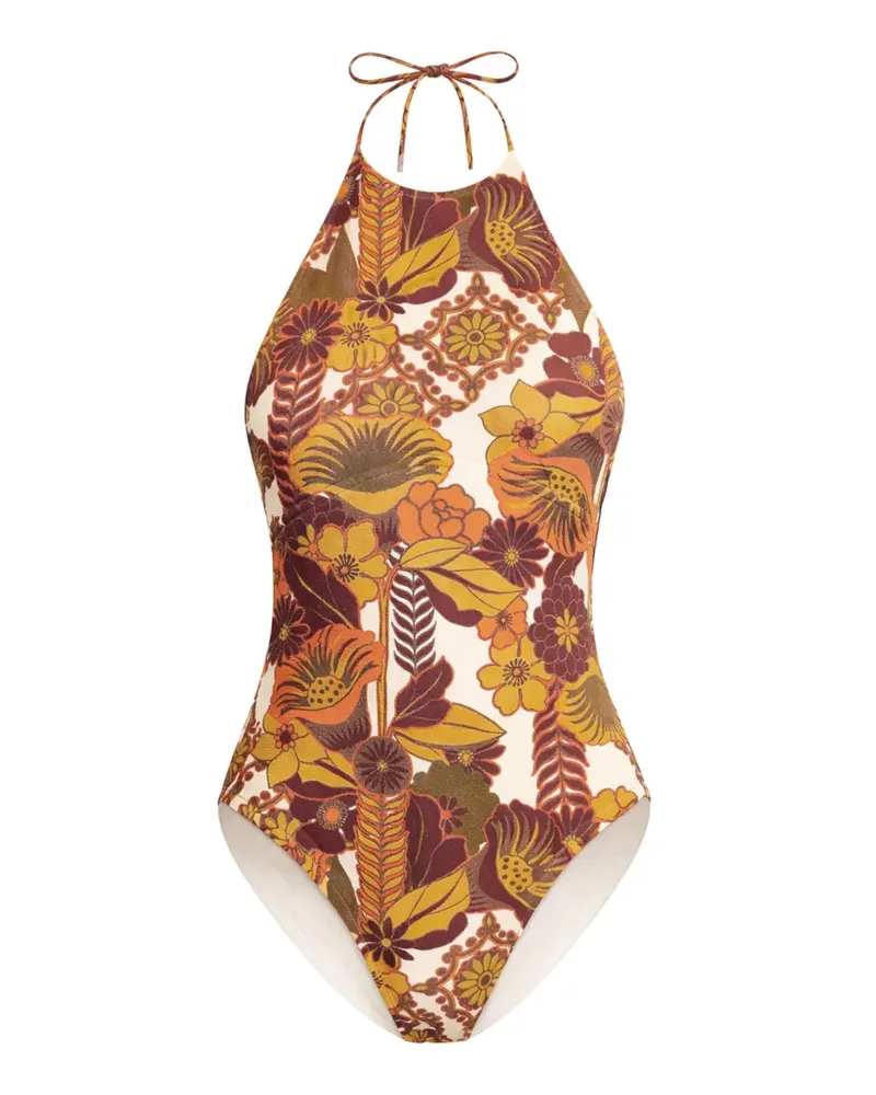 Osklen halterneck floral print swimsuit - Nude Nude