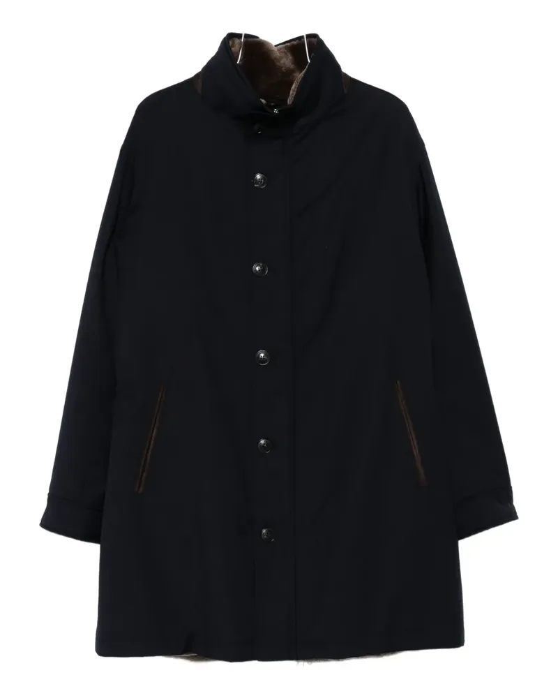 Manzoni 24 Mantel mit Samtkragen - Blau Blau