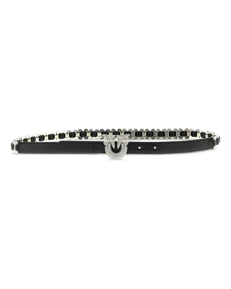 Pinko Love Birds Gürtel mit Strass - Schwarz Schwarz
