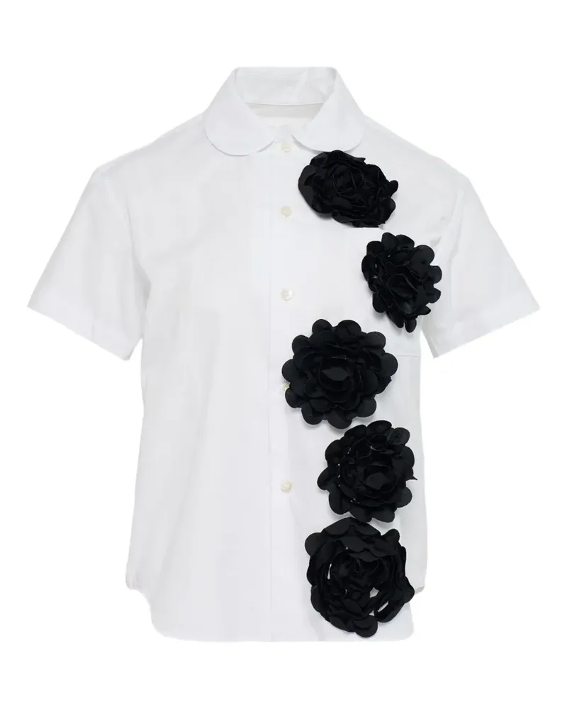 Comme des Garçons Peter Pan-collar flower-embellished shirt - Weiß Weiß
