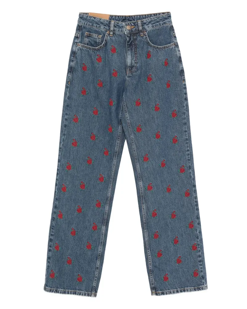 FARM Rio Jeans mit Blumenstickerei - Blau Blau