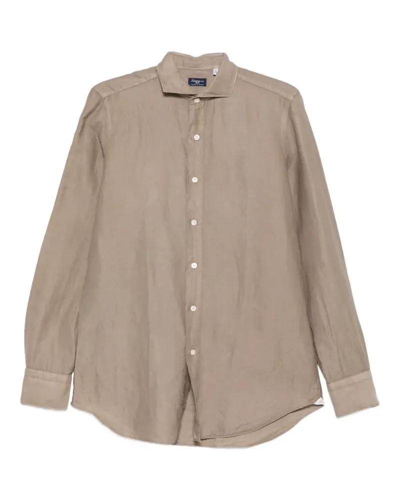 Finamore 1925 spread-collar button-up shirt - Nude Nude